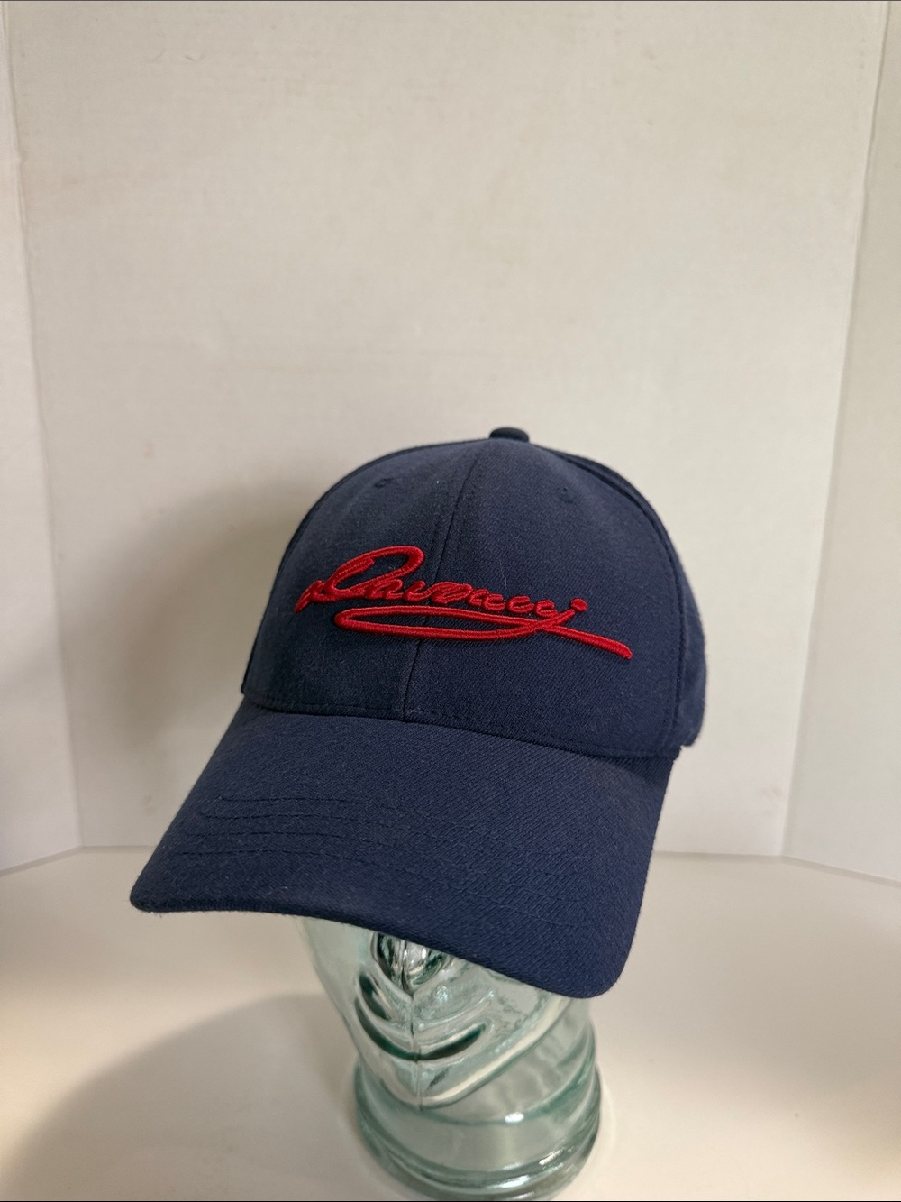 Navy Baseball Cap with Red Script Davoucci - Men’s Casual Hat